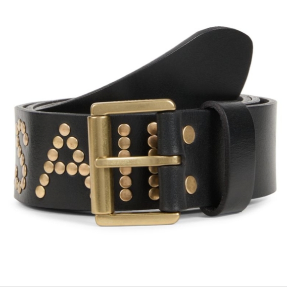 All Saints Studded Logo Leather Belt Size Medium Nwt ❤️